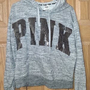 Gray PINK Sequin Hoodie